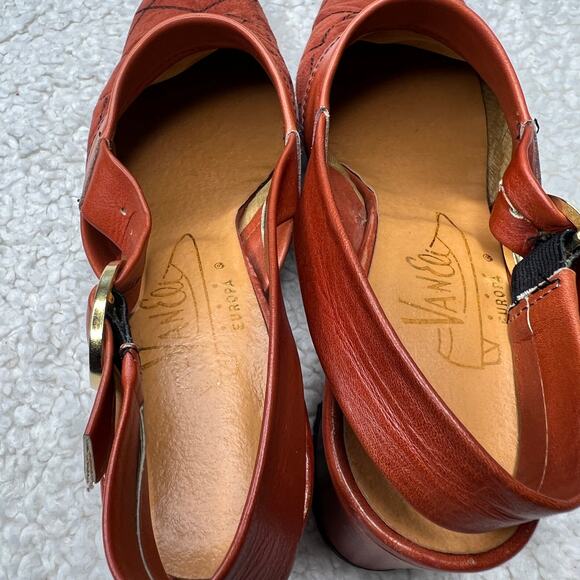 Van Eli Europa Leather Rust Sling Back Heels 7 - Picture 4 of 10